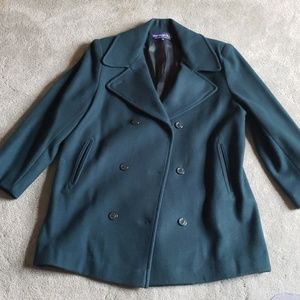 EUC Herman Kay Sz M forest green wool pea coat